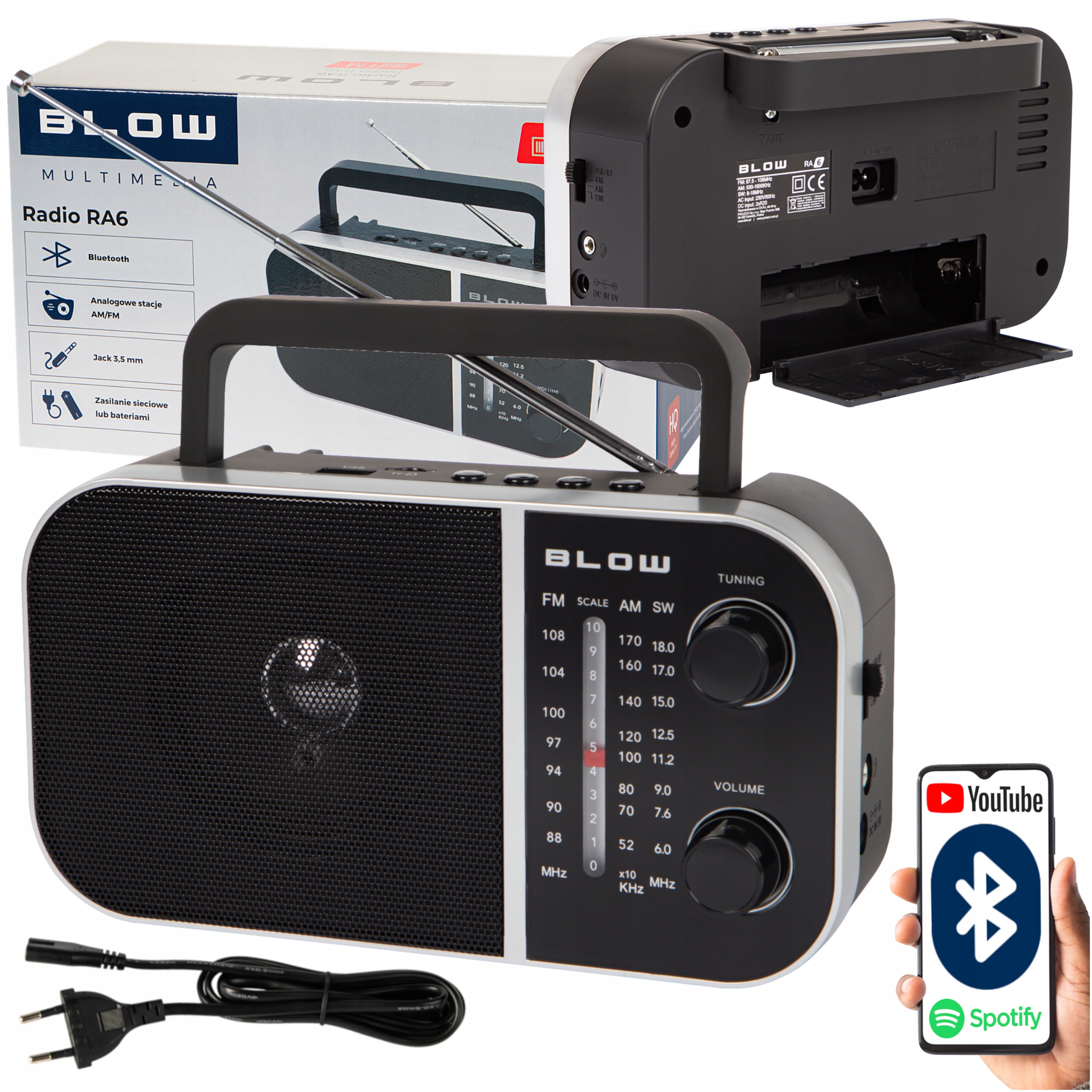 Rádio na sieťovú batériu AM, FM, SW Blow RA6